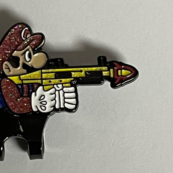 Super Mario Gun Sniper AK Blip Hat Pin Pins Streetwear Fitted New Era Glitter - Picture 3 of 8